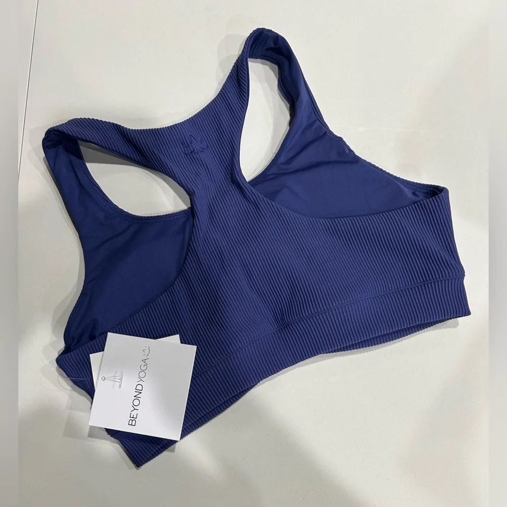 Beyond Yoga Women's XL Impulse Ribbed Bra Eternal Blue NWT Stretch